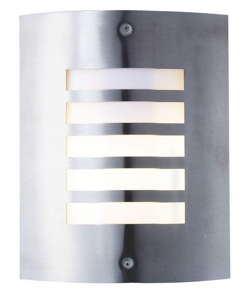 New York Brushed Stainless Steel Wall Light 60W Outdoor Wall Lights Screwfix.com